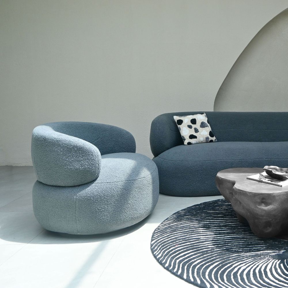 Leia Bouclé Swivel Chair - Slate Grey