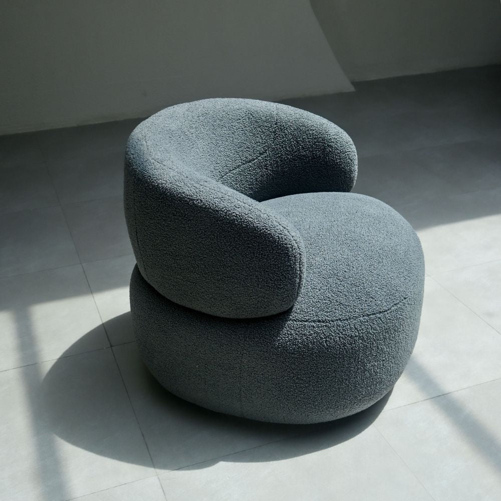 Leia Bouclé Swivel Chair - Slate Grey