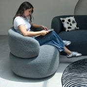 Leia Bouclé Swivel Chair - Slate Grey