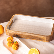 Pearl Enamel Wooden Serving Tray