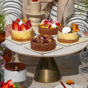 White Marble Cake stand with Gold Base