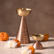 Brass Diya Pair Gift Set - Tall & Short Diyas