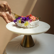 White Marble Cake stand with Gold Base