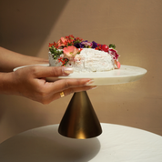 White Marble Cake stand with Gold Base