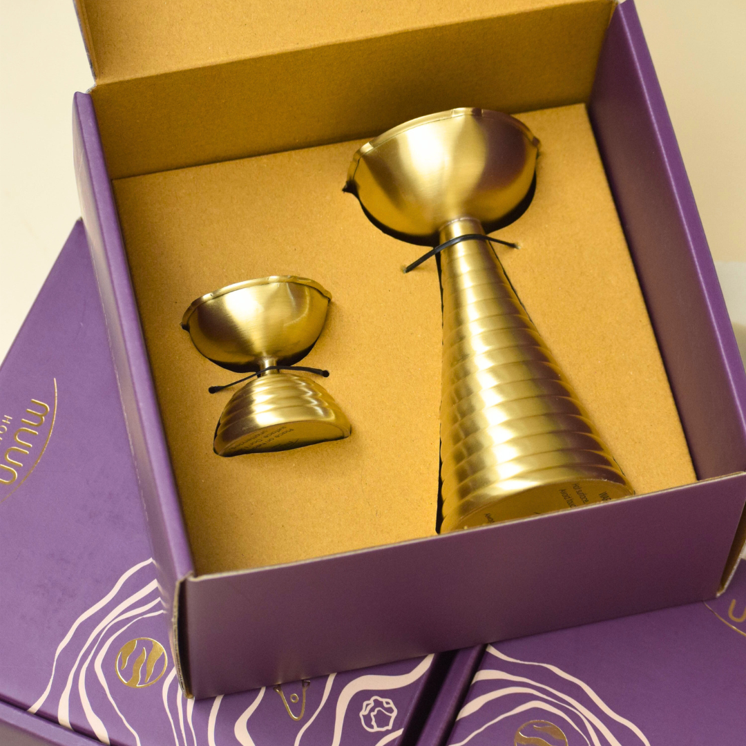 Brass Diya Pair Gift Set - Tall & Short Diyas