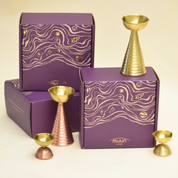 Brass Diya Pair Gift Set - Tall & Short Diyas