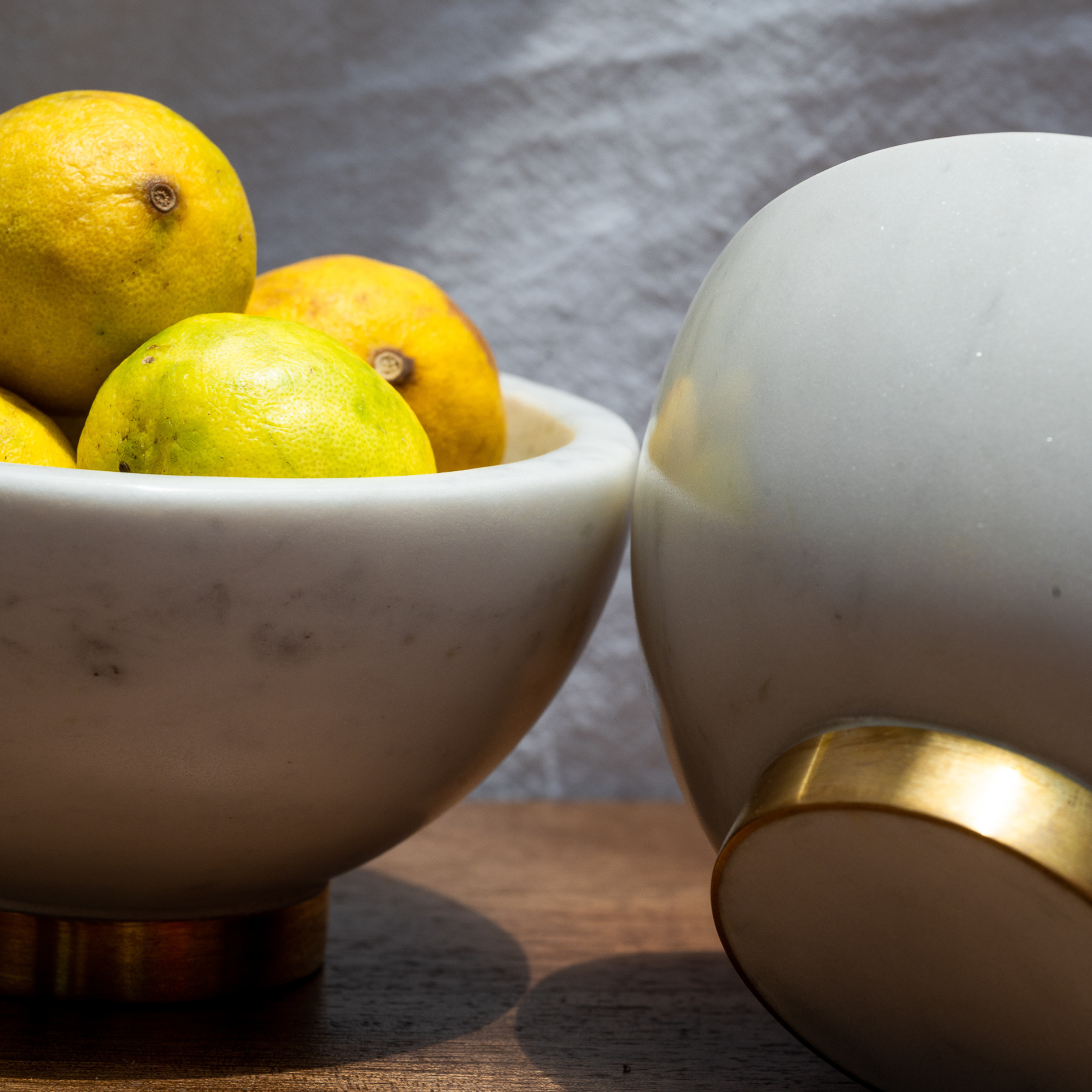 White Marble Bowl with Gold Base