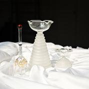 White Glass Bell and Glass Diya Set