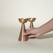 Two Tall Brass and Copper Diya