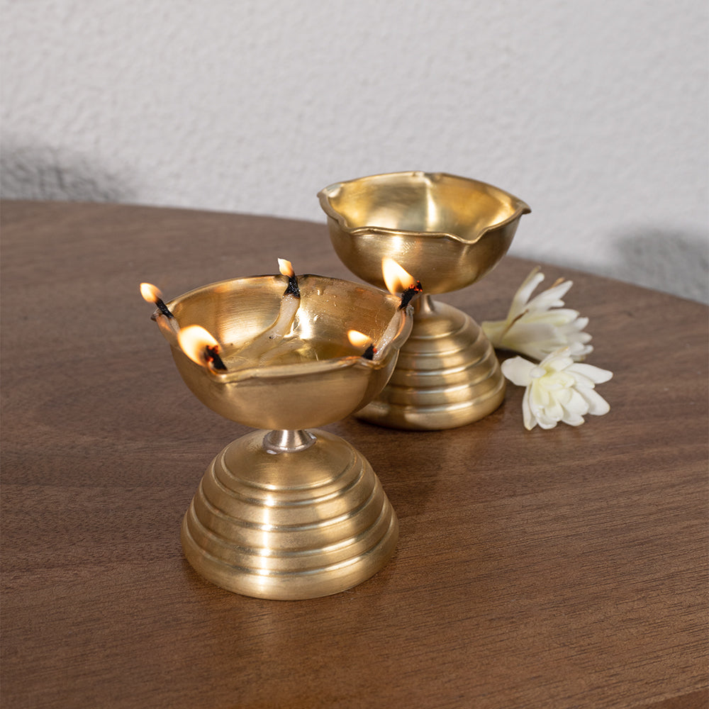 Two Short Brass Diyas