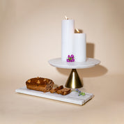 White Marble Cake Stand and Tray Set with Gold Base