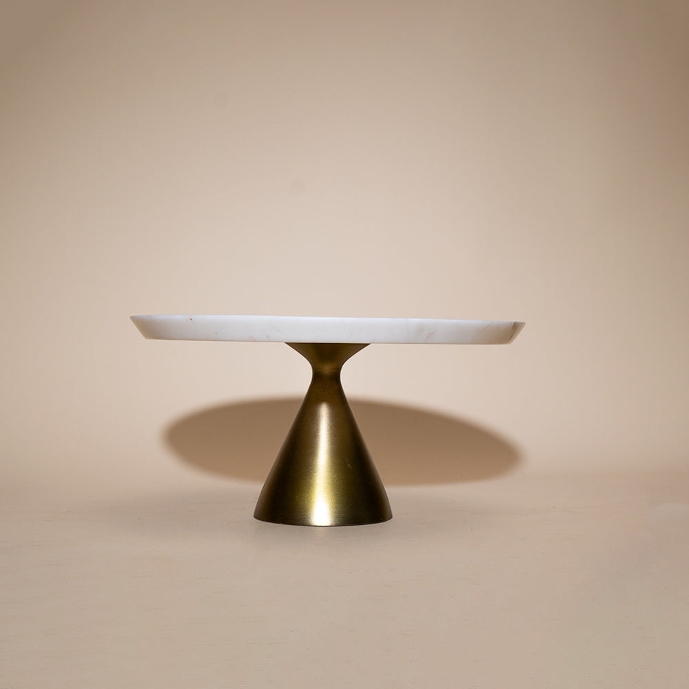 White Marble Cake stand with Gold Base